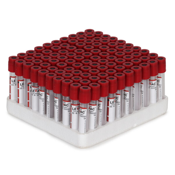 Clot Activator Non-Vacuum Blood Collection Tubes 4ml, Red Top – Pack of 100 | Sterile Blood Sample Collection Tubes for Clinical & Lab Use