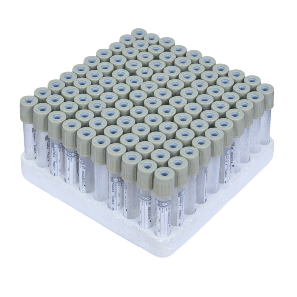 Fluoride Non-Vacuum Blood Collection Tubes – Pack of 100 | Sterile 2ml Tubes for Glucose Testing & Lab Sample Storage | Leakproof Medical Vials